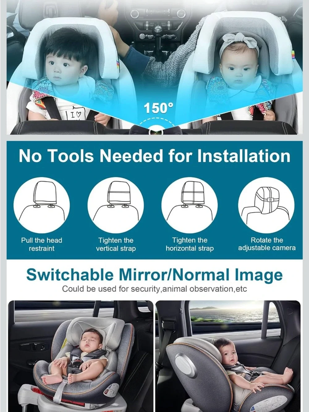 DoHonest Baby Car Camera 7-Inch